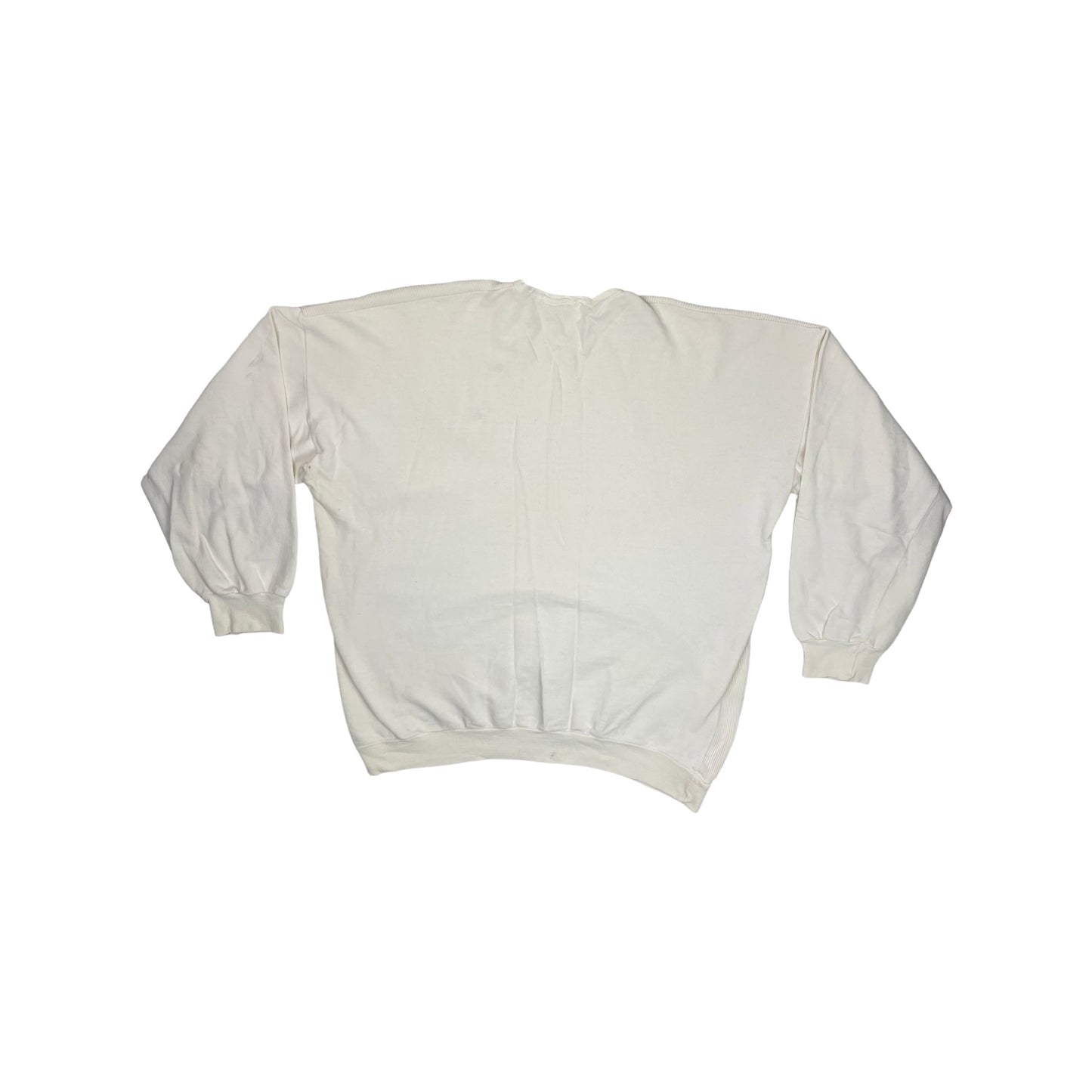Vintage 80’s Button Neck Jumper Cream Men’s Large Ribbed