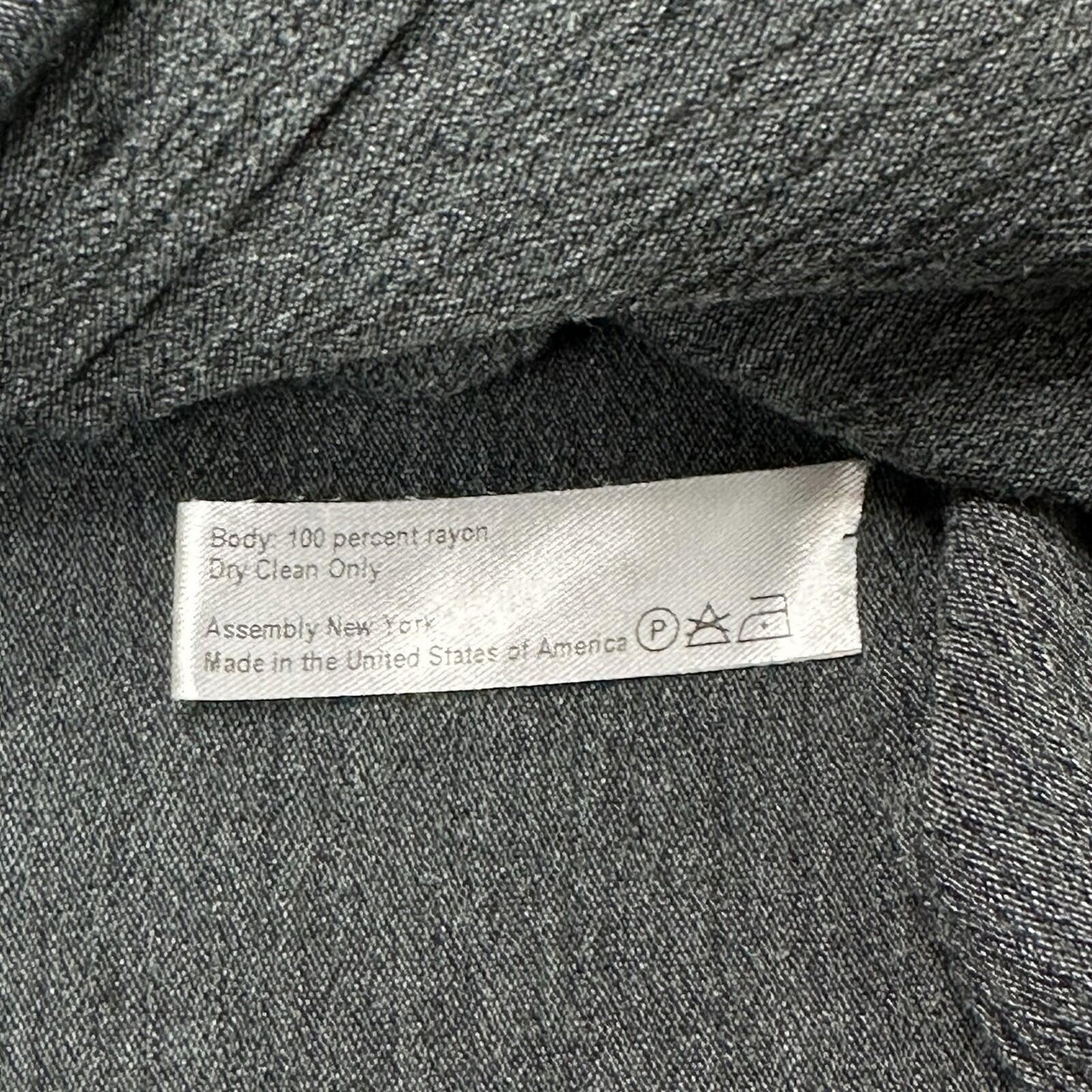 Assembly New York No Collar Shirt Men’s Small Grey Made In USA