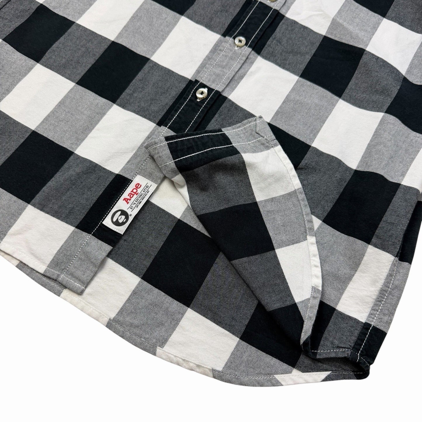 AAPE A Bathing Ape Shirt Men’s Medium Black And White Check Pattern