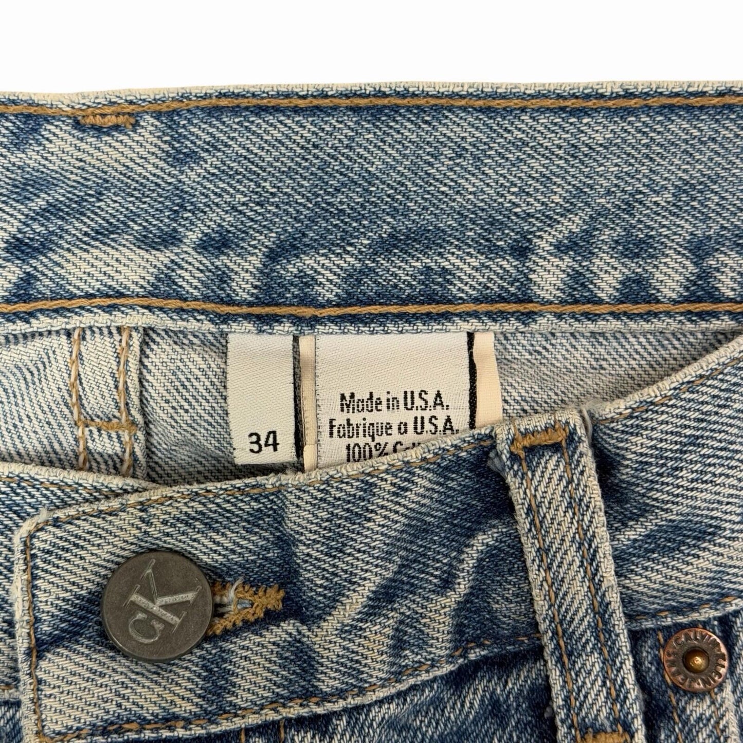 Vintage Calvin Klein Jeans 34w 32l Blue Denim Made In USA 90’s Straight Leg