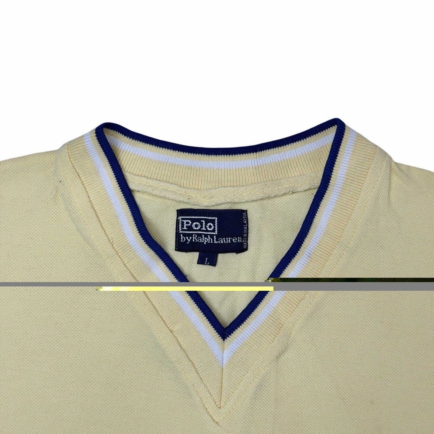 Vintage Polo Ralph Lauren T-Shirt V-Neck Yellow Men’s Large Embroidered Logo