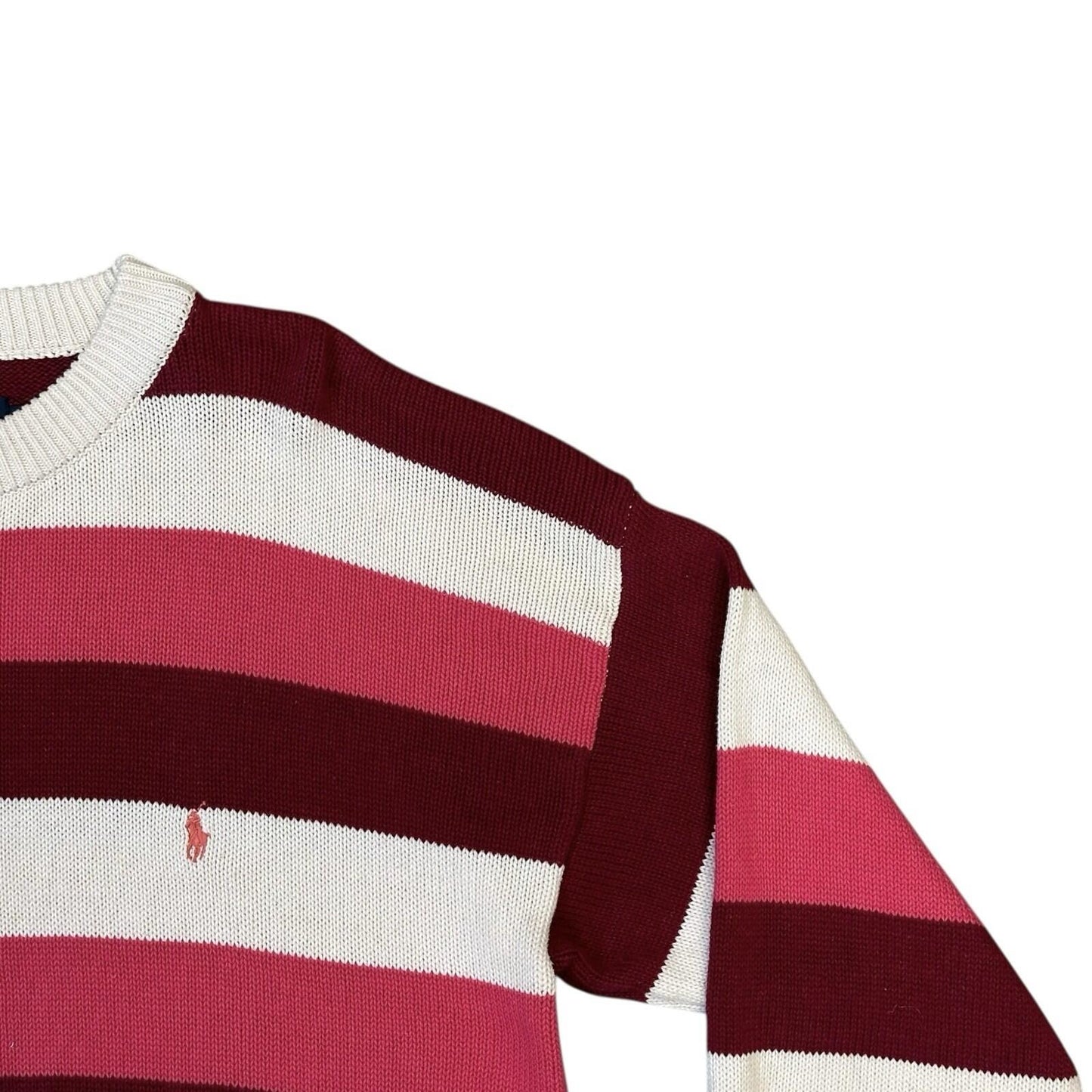 Vintage Polo Ralph Lauren Stripe Jumper Men’s Medium Red And Cream Knit