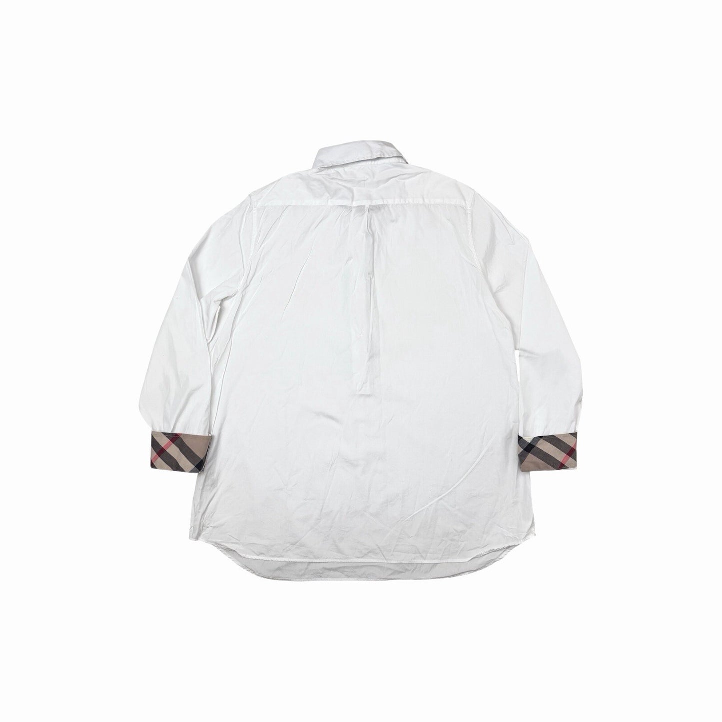 Vintage Burberry Tunic Shirt Women’s XL UK22 White Nova-Check Made In England
