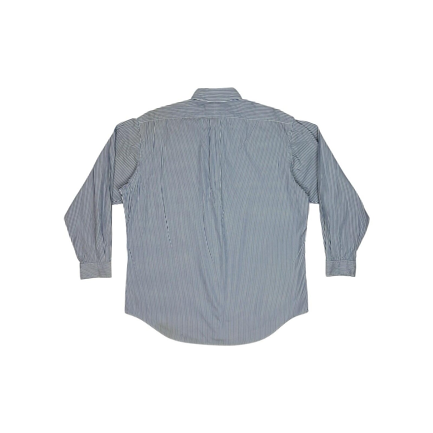 Vintage Polo Ralph Lauren Striped Shirt Men’s Large White And Navy Embroidered