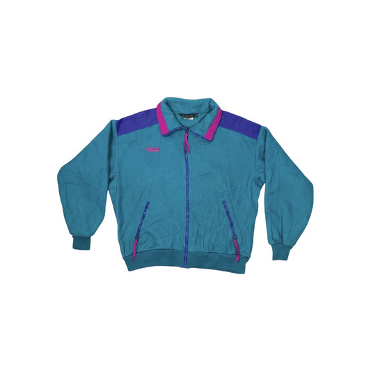 Vintage Columbia Sportswear Fleece Women's XL Green Purple Pink Made In USA 80's