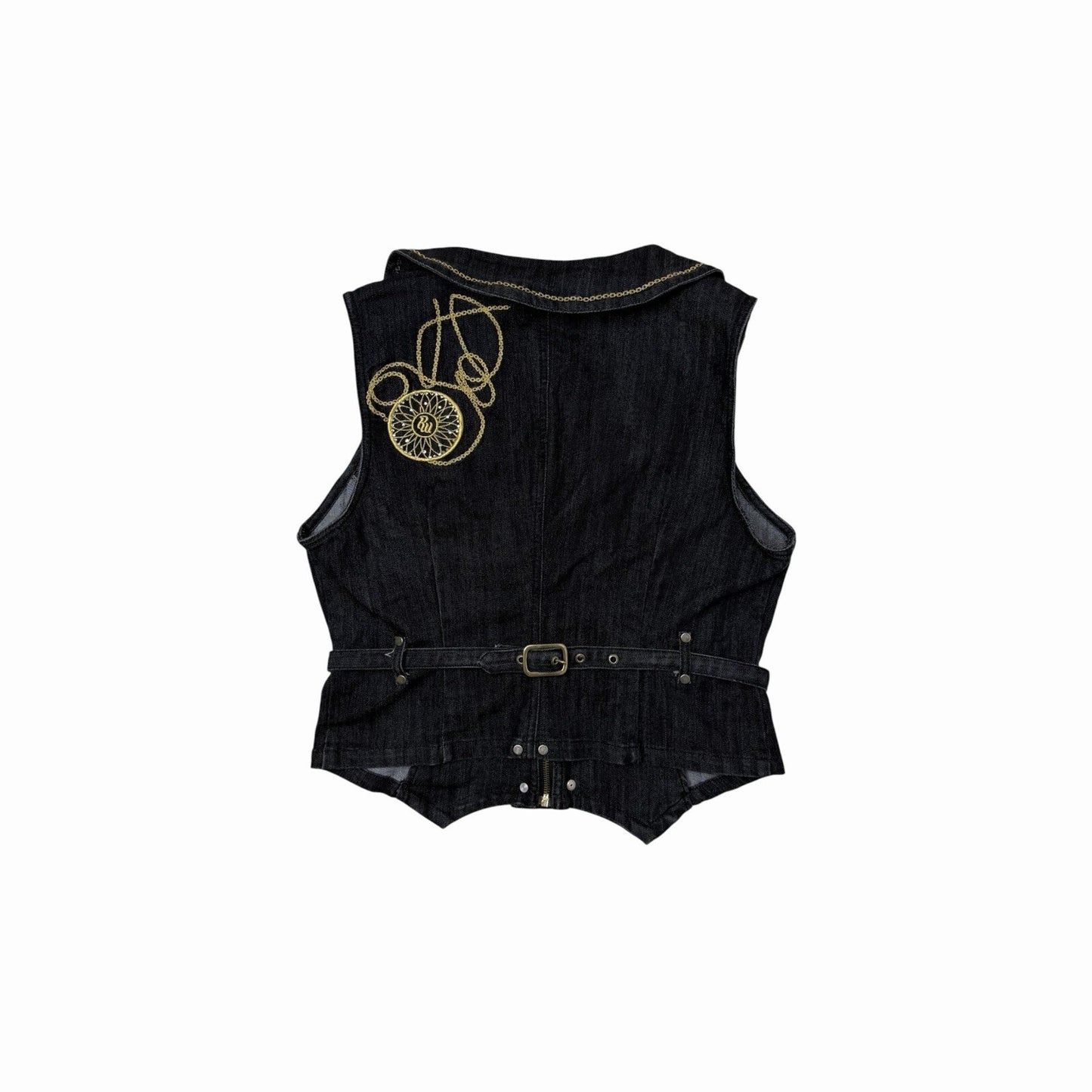 Vintage Rocawear Denim Waistcoat Women’s Large Dark Blue Denim Embroidered