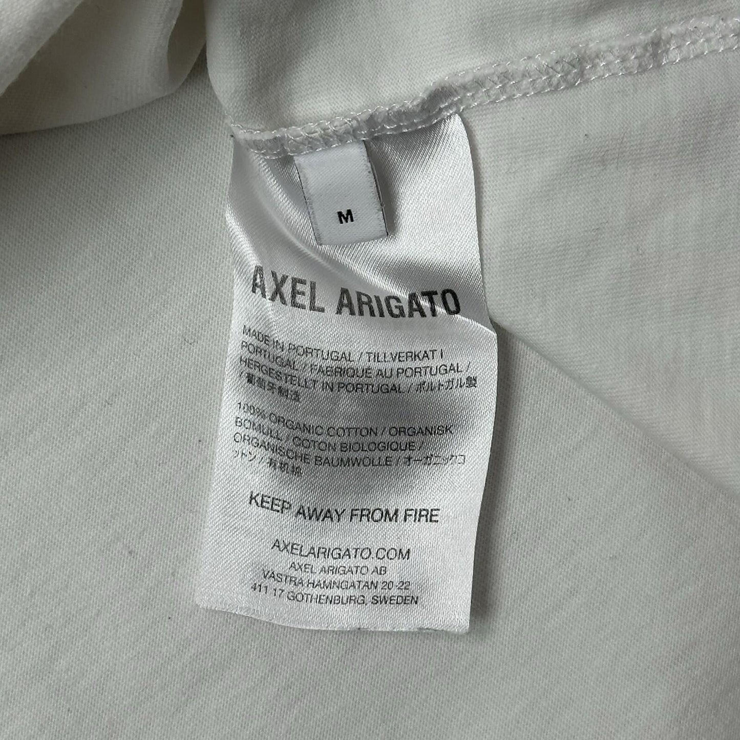 SS20 Axel Arigato T-Shirt Men’s Medium White Embroidered Logo Made In Portugal
