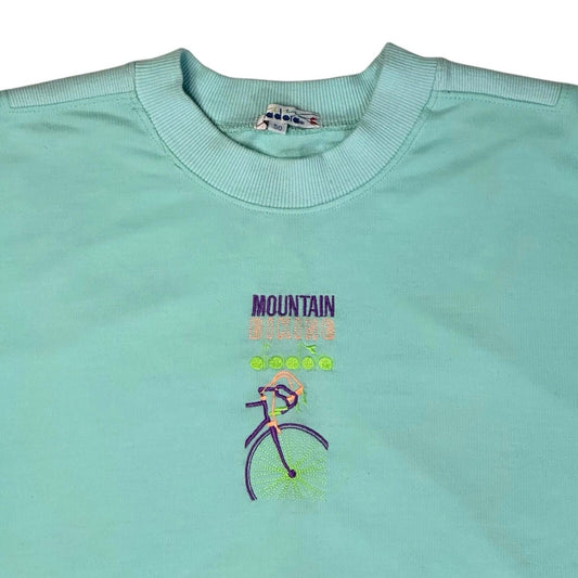 Vintage Diadora T-Shirt Men’s Medium Mint Green Embroidered Logo Made In Italy