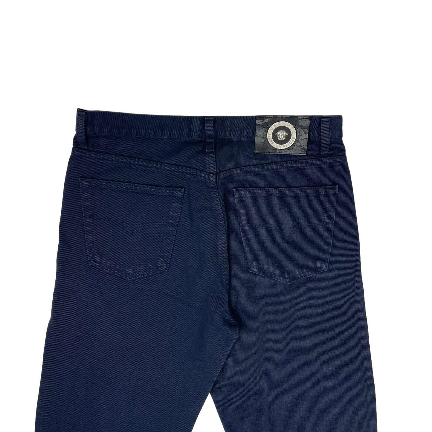 Vintage Versace Jeans Signature Trousers Navy Blue Mens 32w 34l Made In Italy