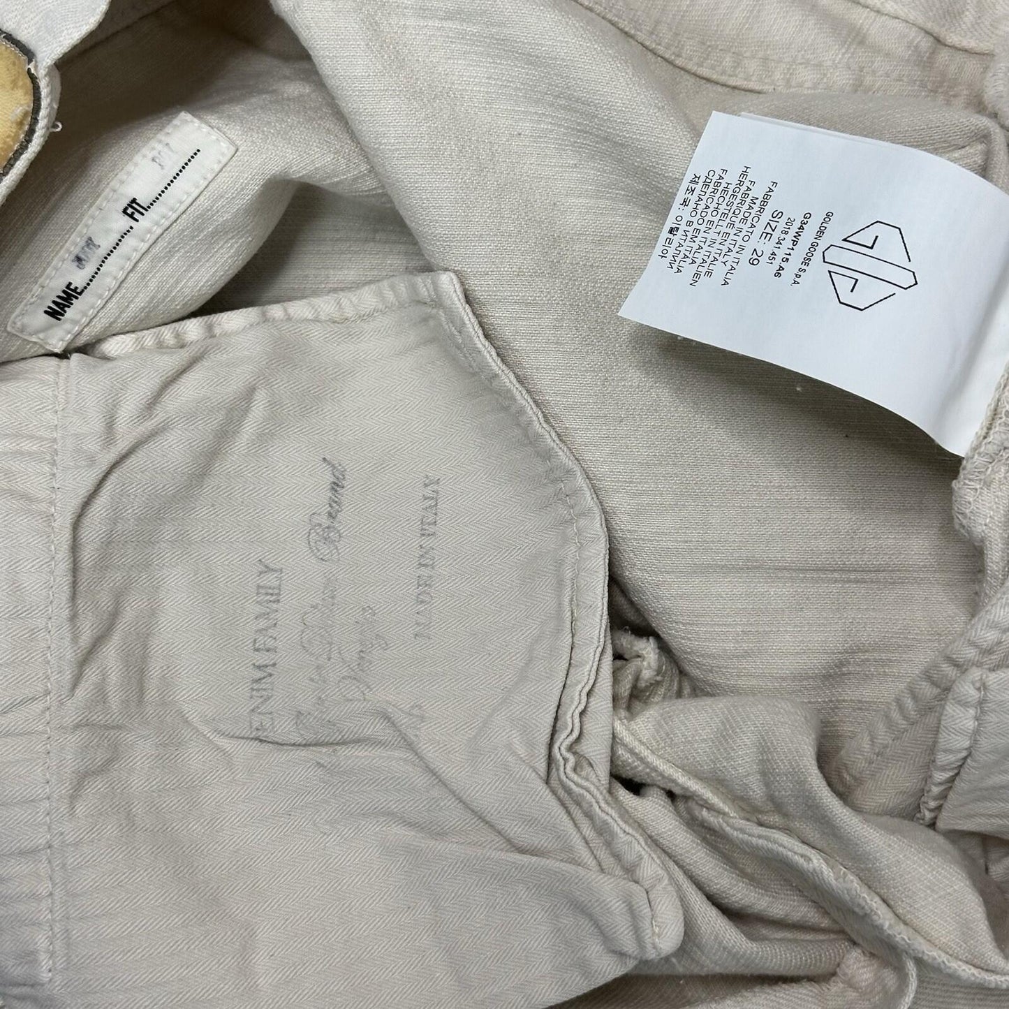 Golden Goose Judy Jeans Ecru Cream Made In Italy Straight Leg 29w 28l