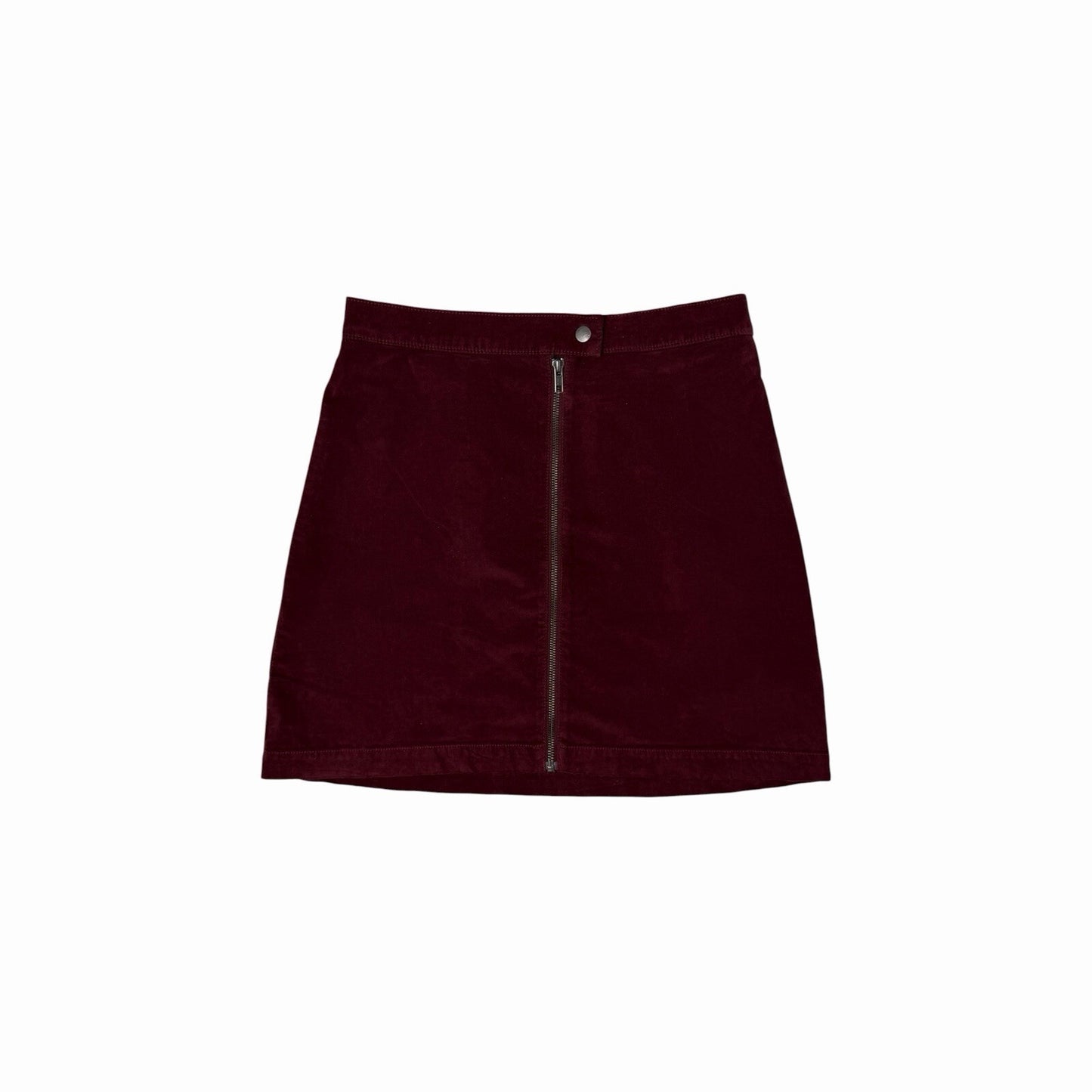 Madewell Velvet Skirt Women’s 29w Dark Red Zip Detail