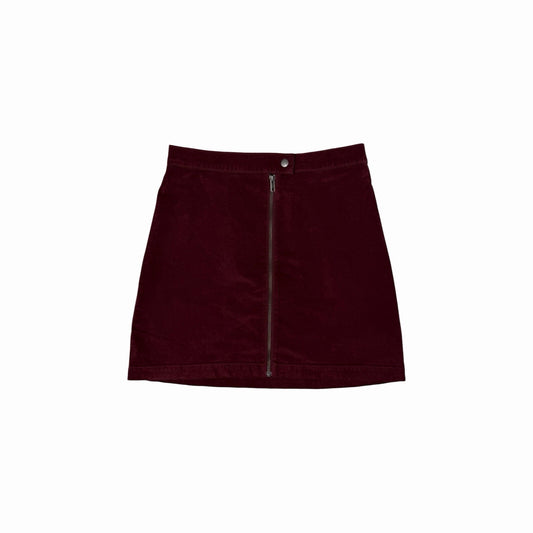 Madewell Velvet Skirt Women’s 29w Dark Red Zip Detail