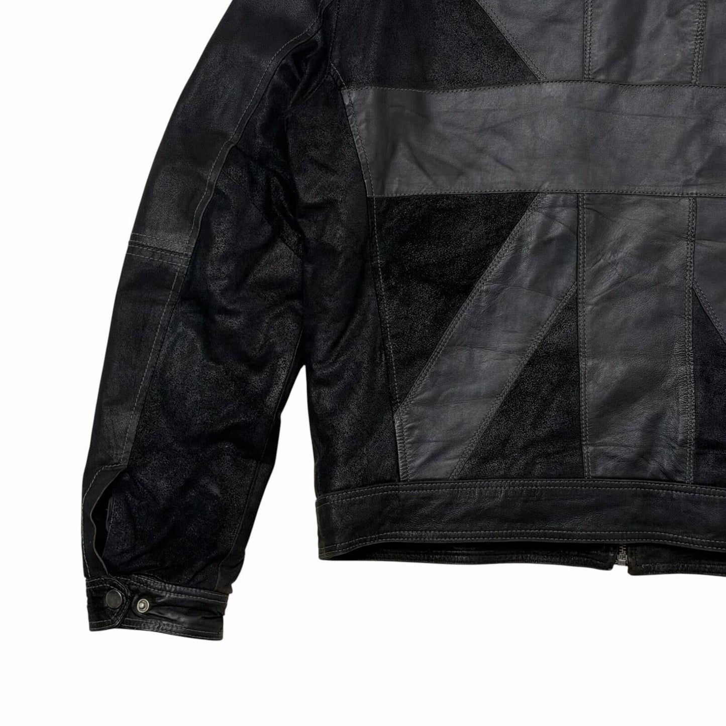 Vintage Vera Pelle Union Jack Moto Leather Jacket Men’s Large Black