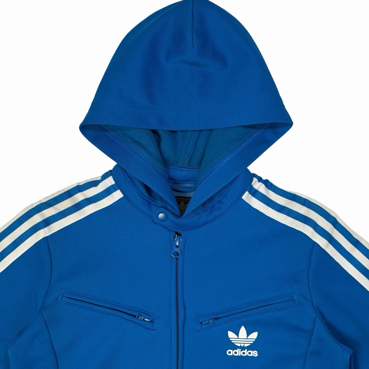 Vintage Adidas Long Line Hooded Track Jacket Women’s Small Blue/White Retro y2k