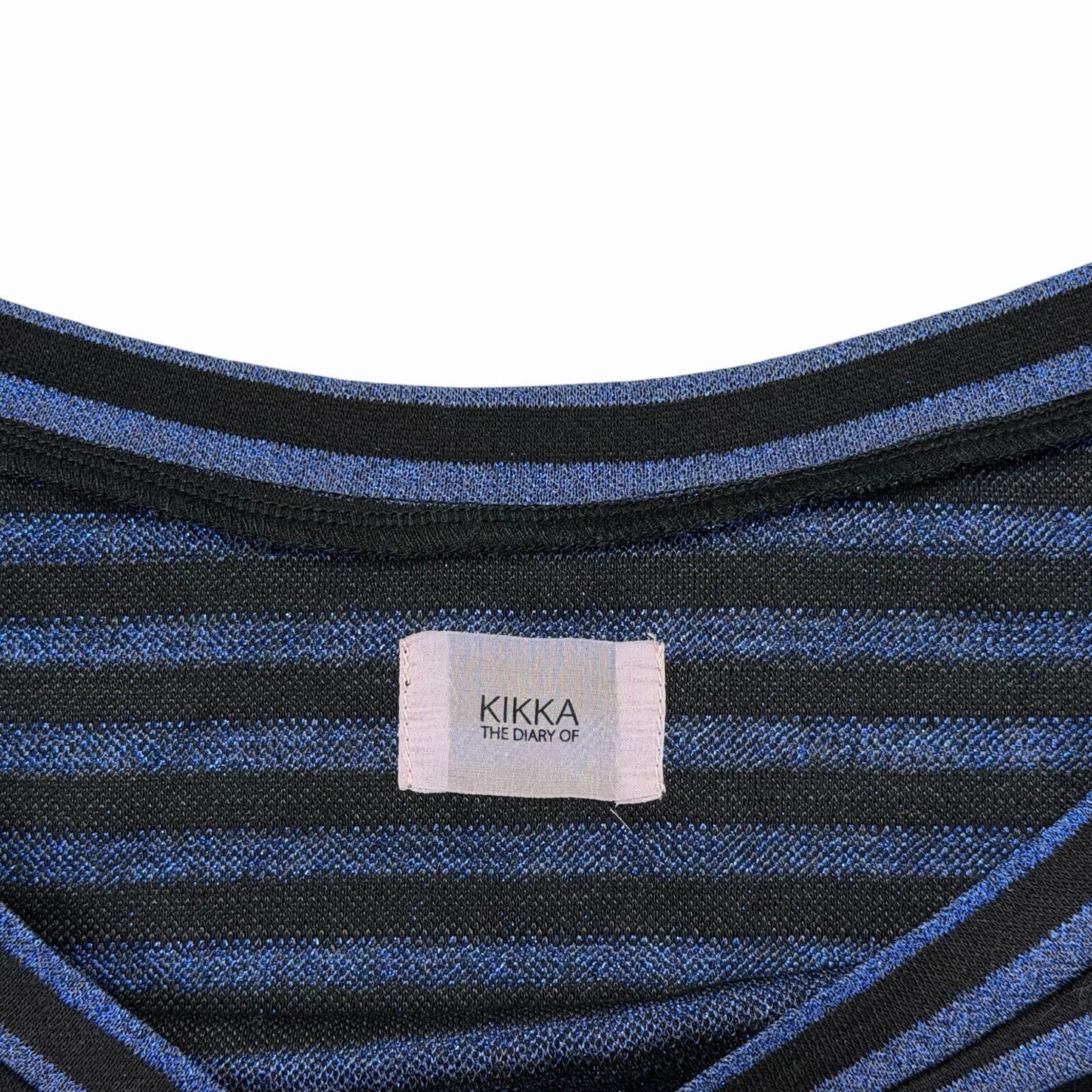 Kikka The Diary Of Stripe Top Women’s Small Blue And Black Japanese Brand