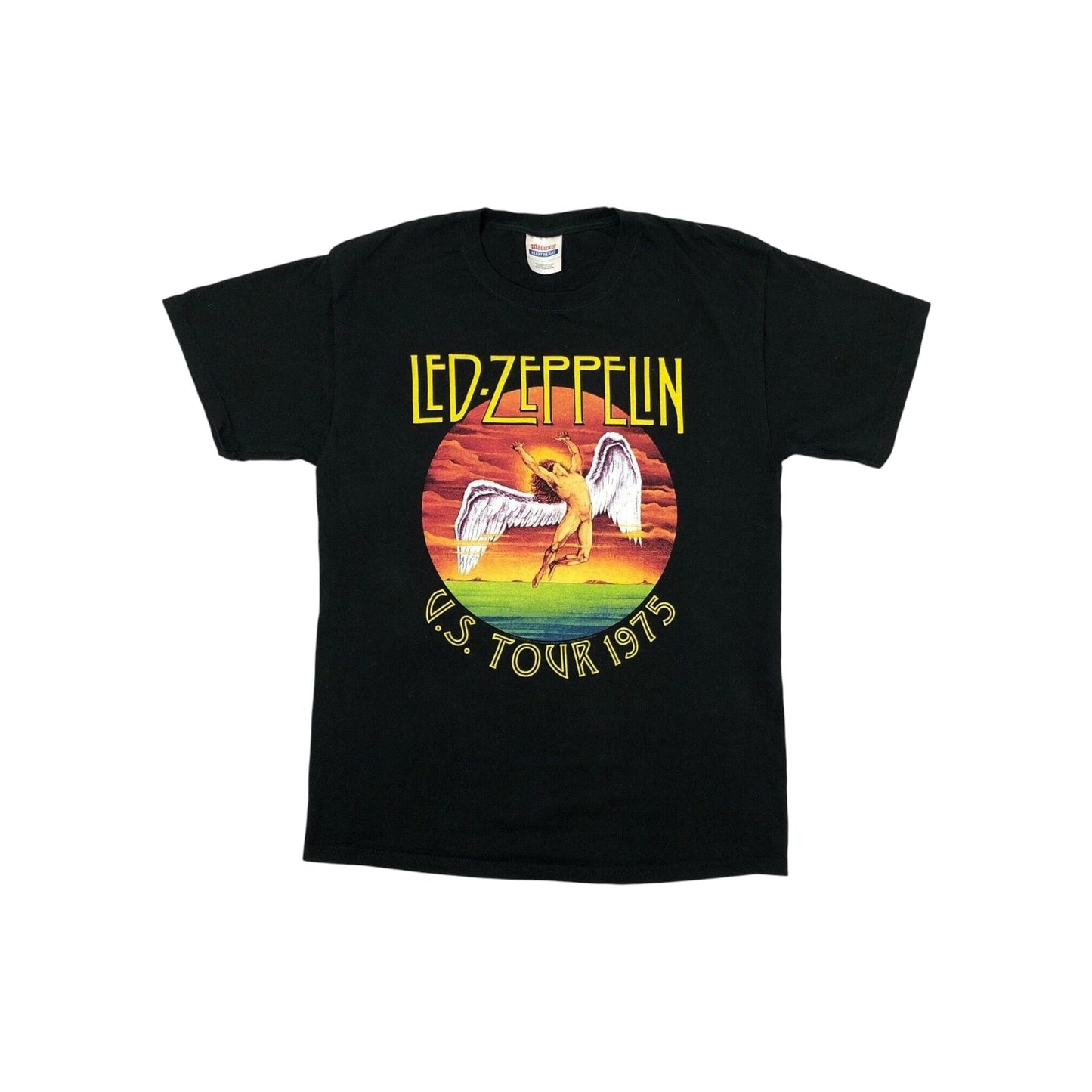 Vintage Led Zeppelin T-Shirt Men's Medium Black Hanes Swan Song Graphic Print