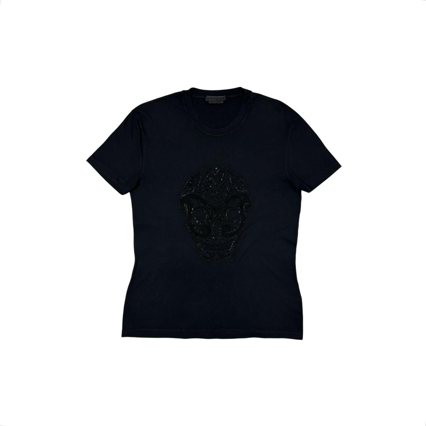 SS12 Alexander McQueen Skull T-Shirt Men’s XS Black Embroidered Design