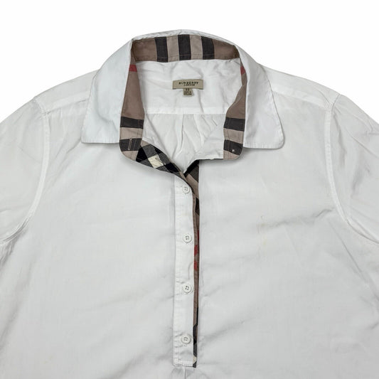 Vintage Burberry Tunic Shirt Women’s XL UK22 White Nova-Check Made In England