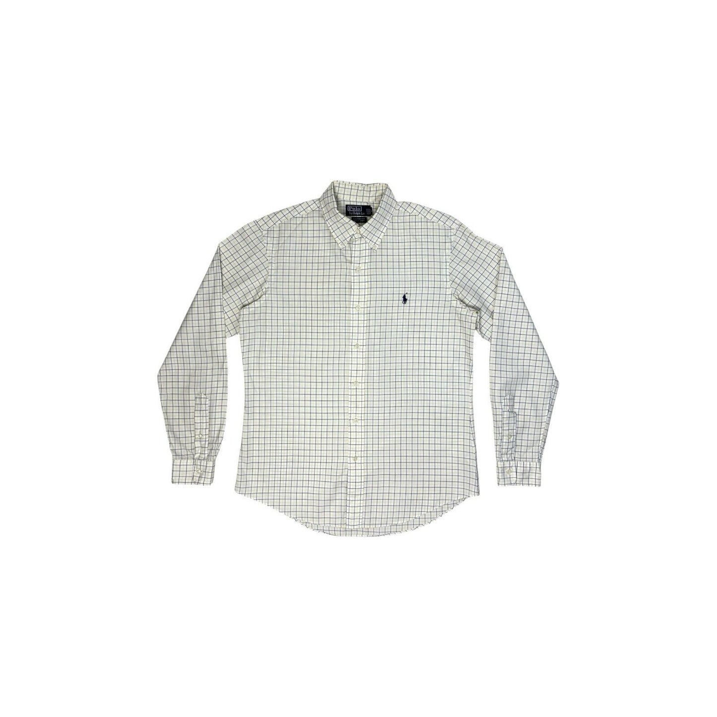 Vintage Polo Ralph Lauren Shirt White, Blue And Yellow Check Men’s Large