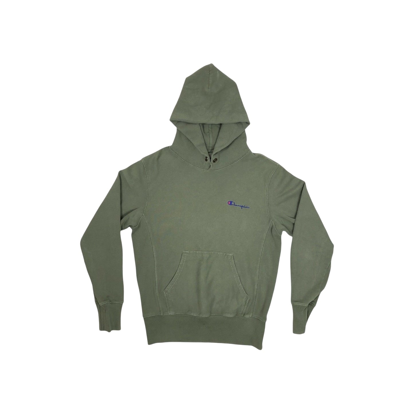 Vintage Champion Reverse Weave Hoodie Men's Small Green Embroidered Logo