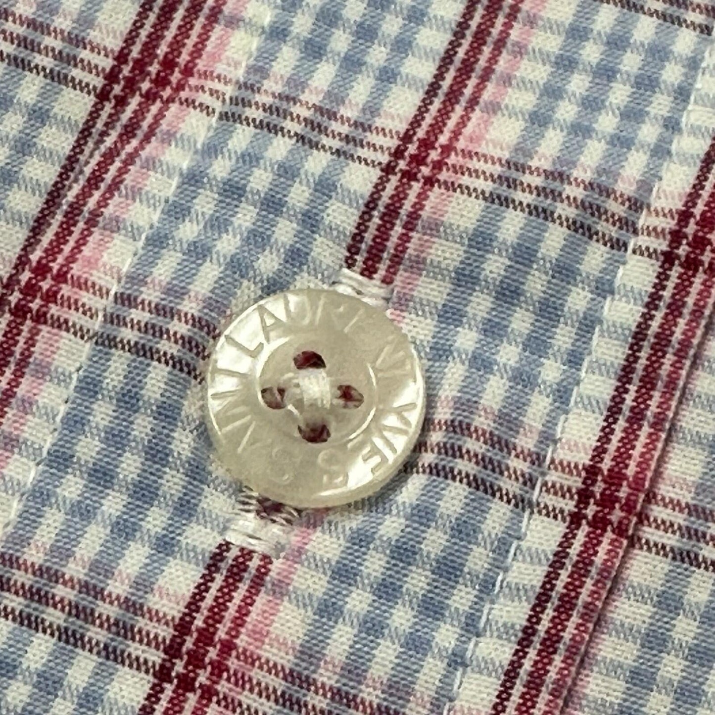 Vintage Yves Saint Laurent Check Shirt Men’s XL Long Sleeve Red, White And Blue