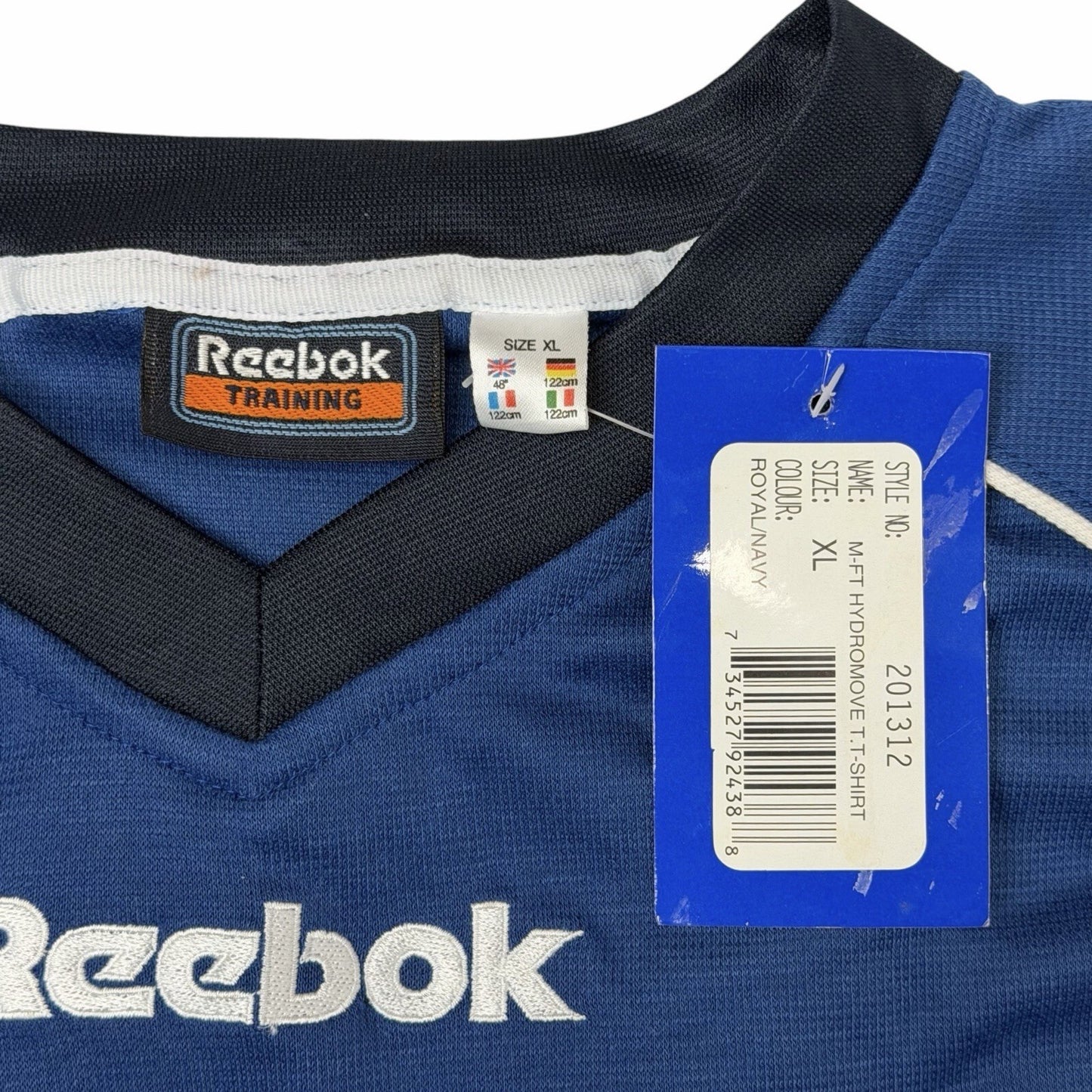 Deadstock Reebok Sports Top Men’s XL Navy Blue/Black Embroidered Hydromove 90’s