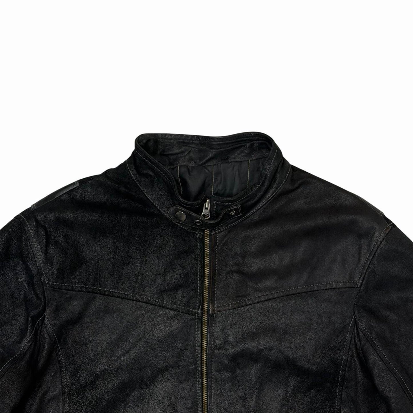 Vintage Vera Pelle Union Jack Moto Leather Jacket Men’s Large Black