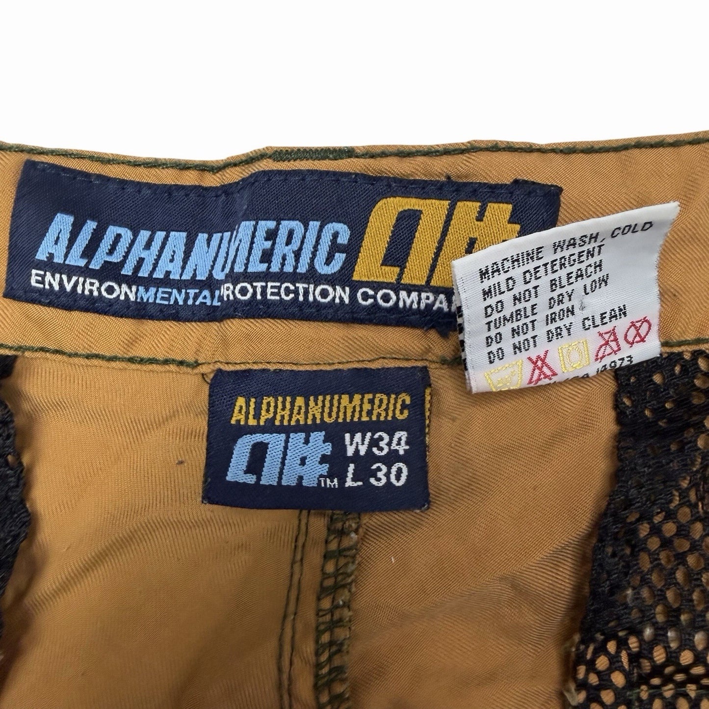 Vintage Alphanumeric Utility Pants Men’s 34w 30l Brown/Orange Skatewear