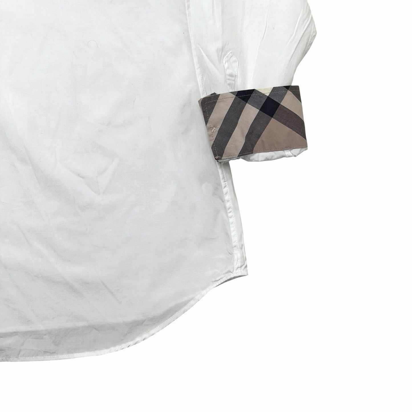 Vintage Burberry Tunic Shirt Women’s XL UK22 White Nova-Check Made In England
