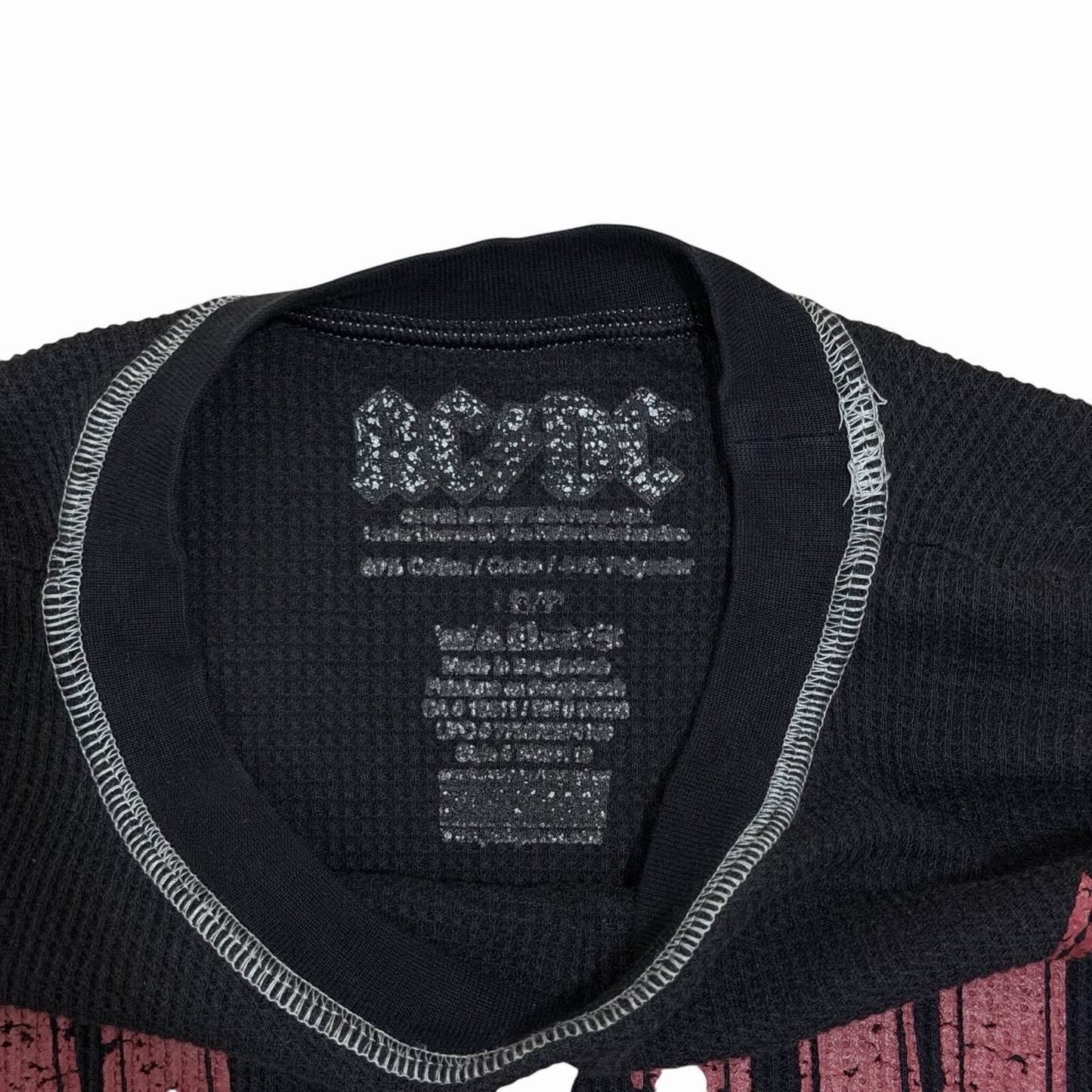 Vintage AC/DC Waffle Top Men’s Large Long Sleeve Graphic Print 00’s y2k Retro