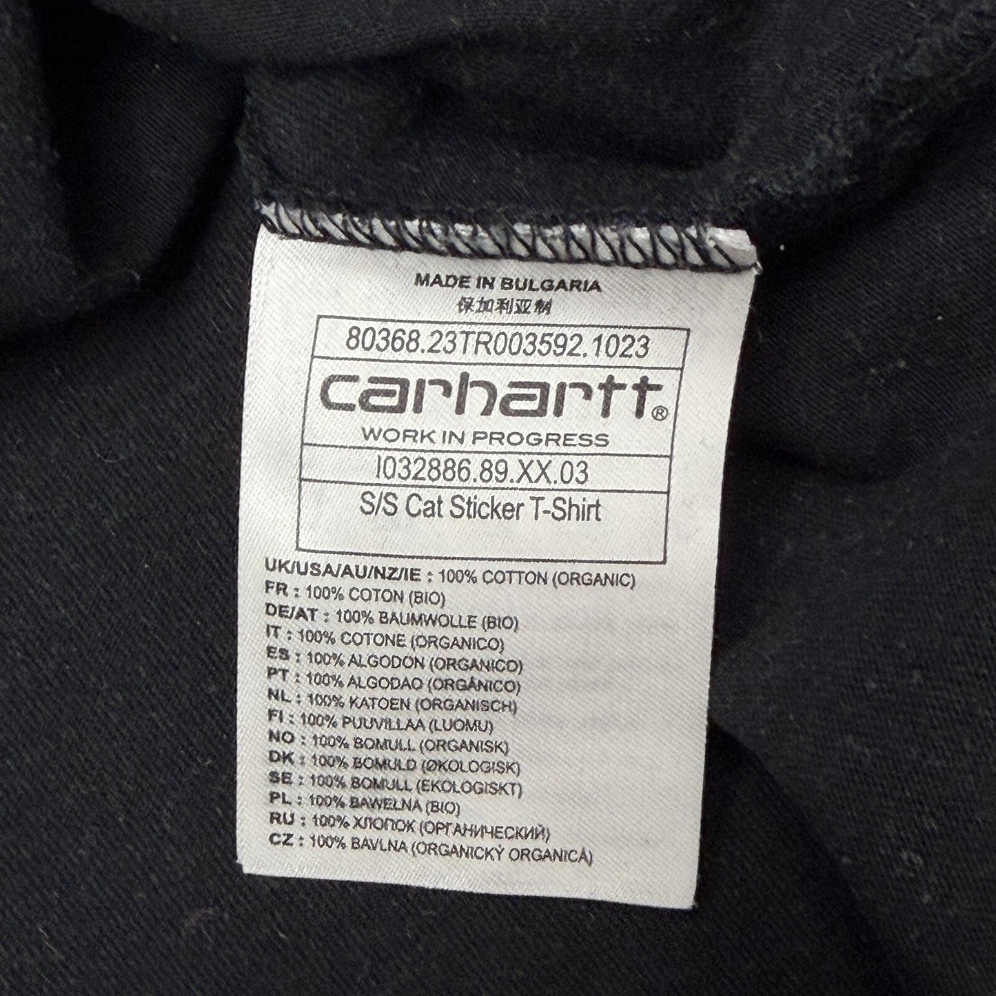 Carhartt WIP Cat T-Shirt Men’s XS Black Short Sleeve