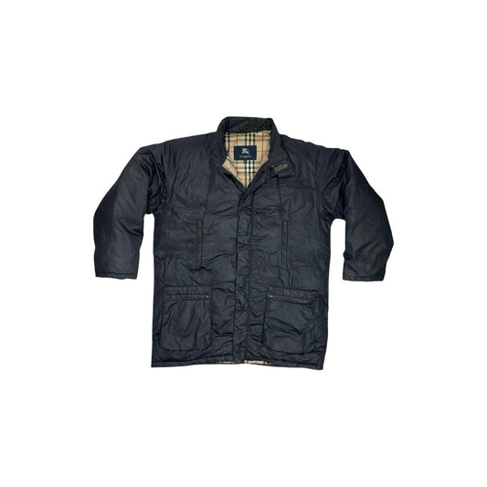 Vintage Burberry Puffer Coat Men's XL Dark Navy Novacheck Lining Down Filled
