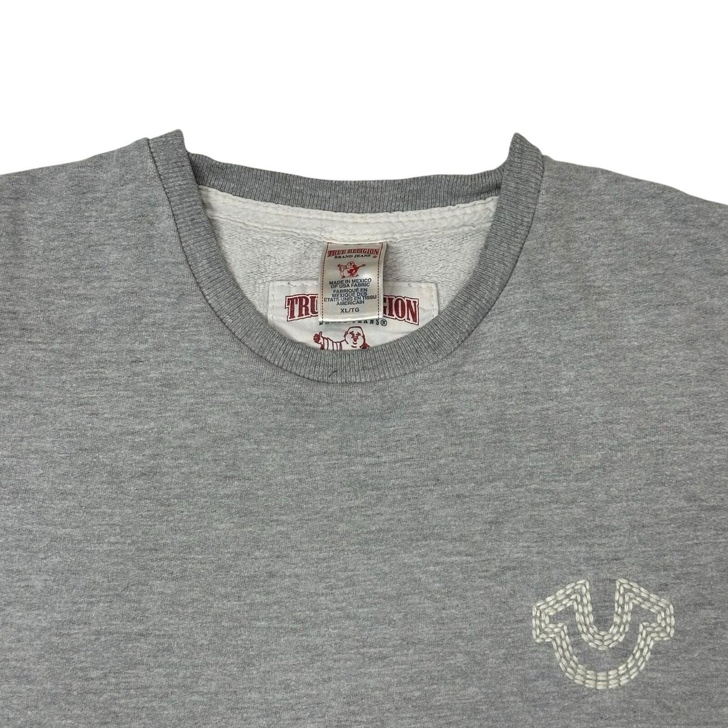 True Religion Crew Neck Jumper Grey Men’s XL Embroidered