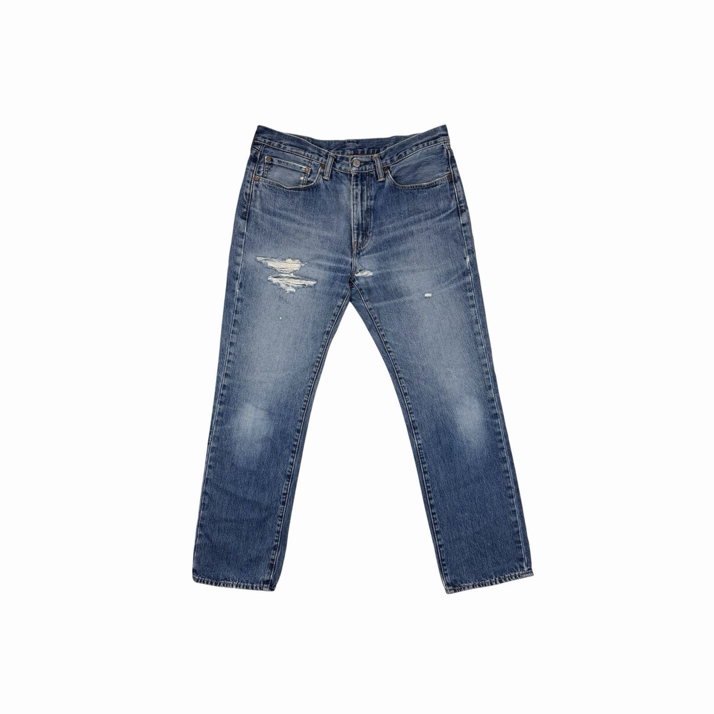 Levi’s 514 Straight Leg Jeans Men’s 34w 32l Blue Distressed Denim