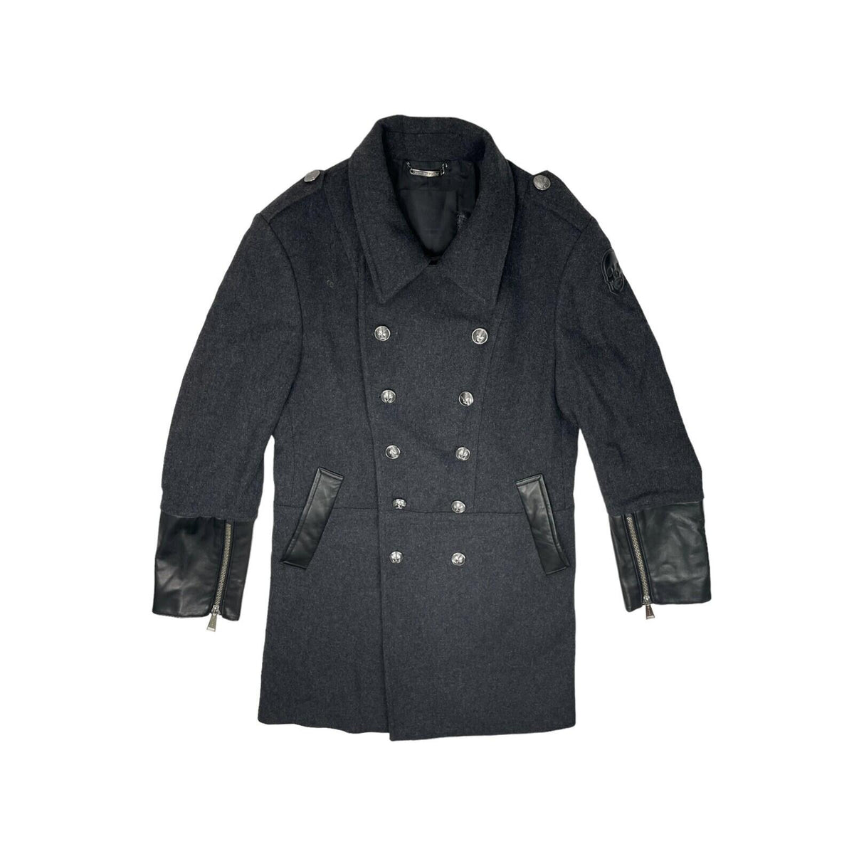 Rare Philipp Plein Mantel Herren Coat Men's Large Black Wool Limited Edition