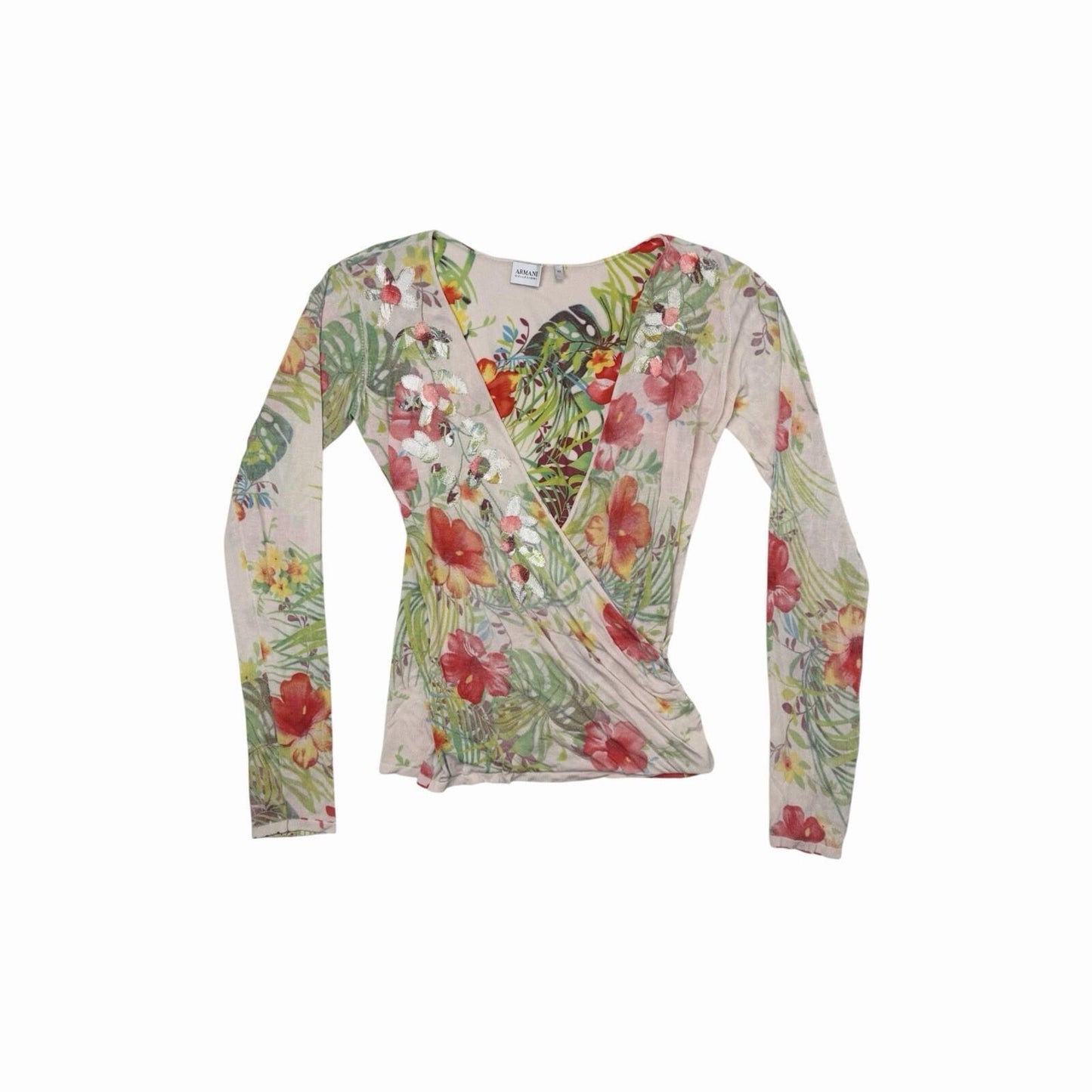 00’s Armani Collezioni Top Women’s Medium Floral Design Multicoloured