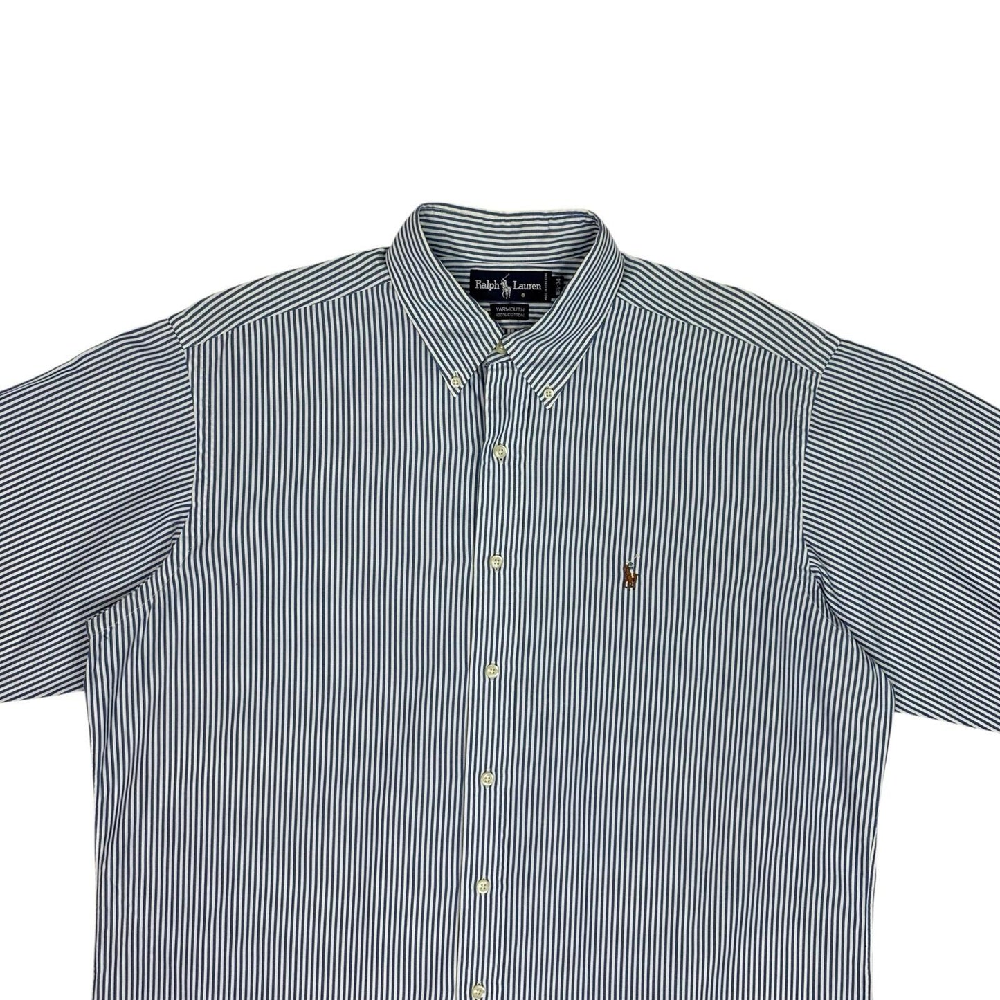 Vintage Polo Ralph Lauren Striped Shirt Men’s Large White And Navy Embroidered