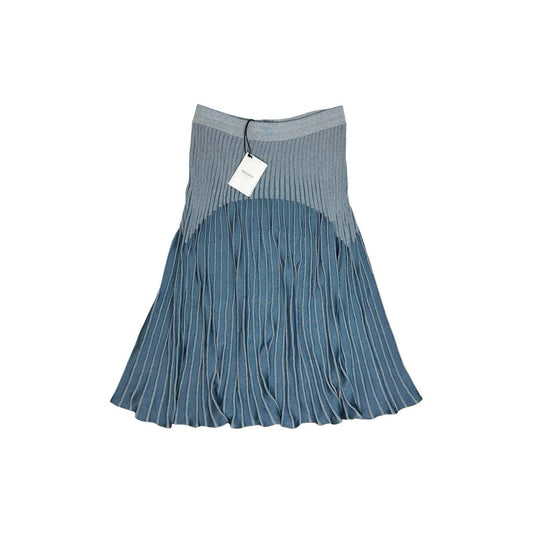 NWT Balmain Ribbed Knit Skirt FW19 Women’s FR44 30w Blue Made In France