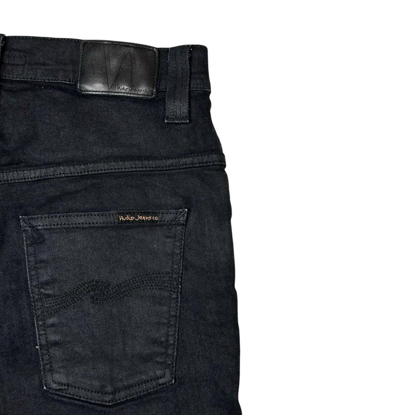 Nudie Jeans Thin Finn Men’s 30w 29l Black Organic Cotton Made In Italy