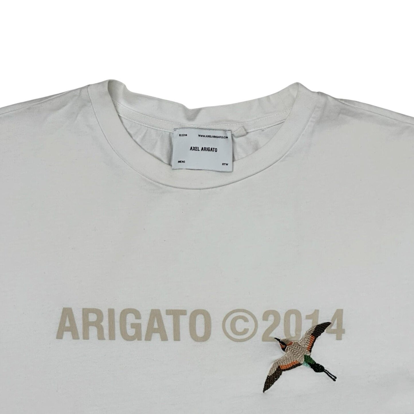 SS20 Axel Arigato T-Shirt Men’s Medium White Embroidered Logo Made In Portugal