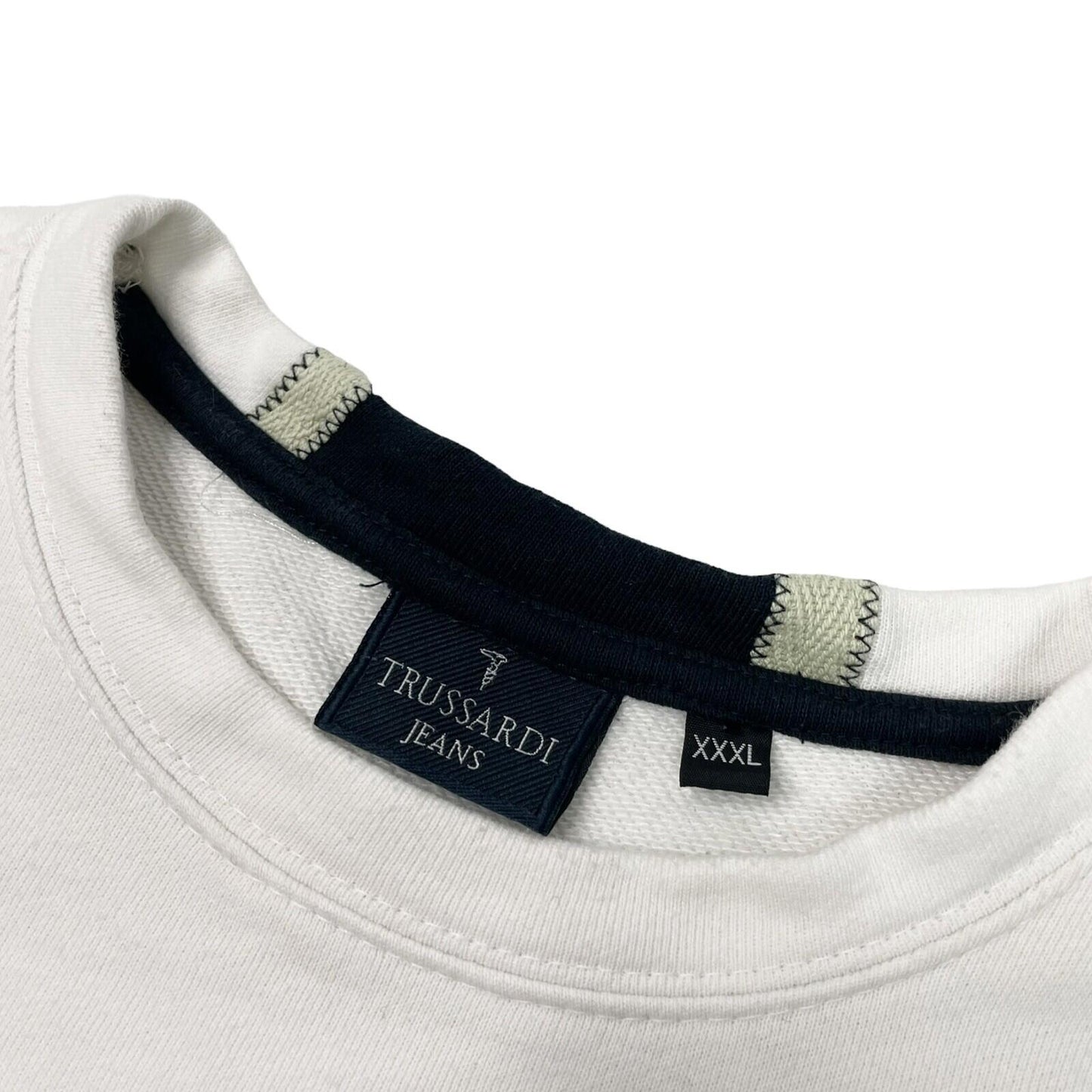Vintage Trussardi Jumper Men’s Modern Large White Made In Italy Embroidered