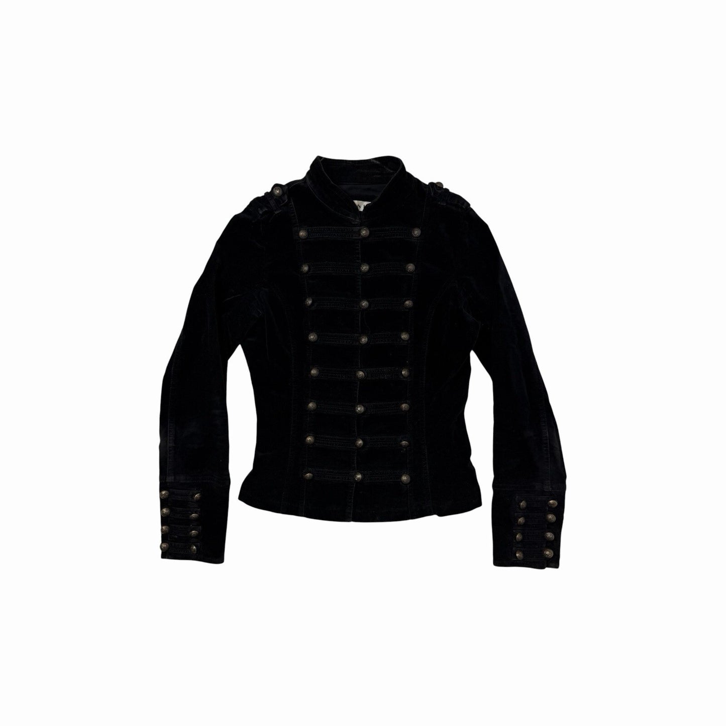 Vintage Military Marching Jacket Women’s Small Black Button Detailing Y2K