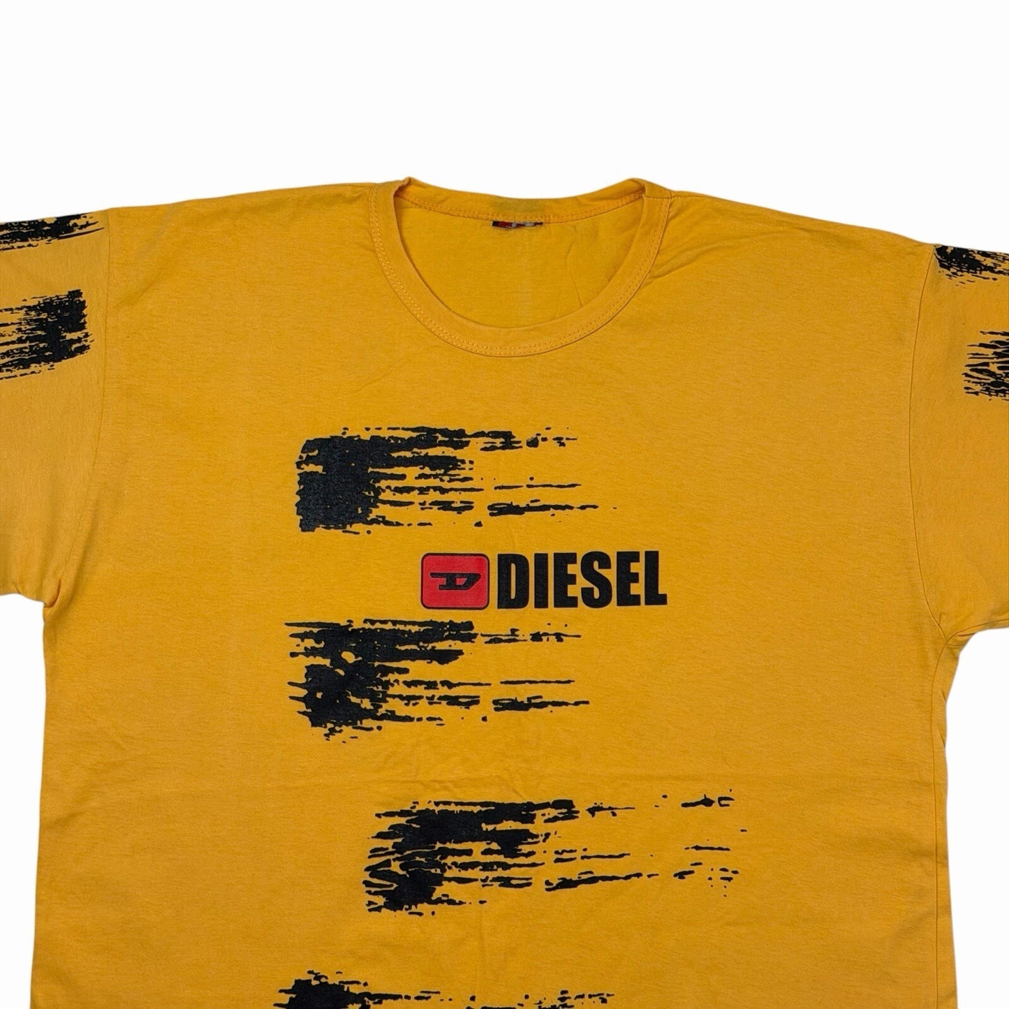 Vintage Diesel Graphic Print T-Shirt Men’s XL Yellow Tyre Marks Design