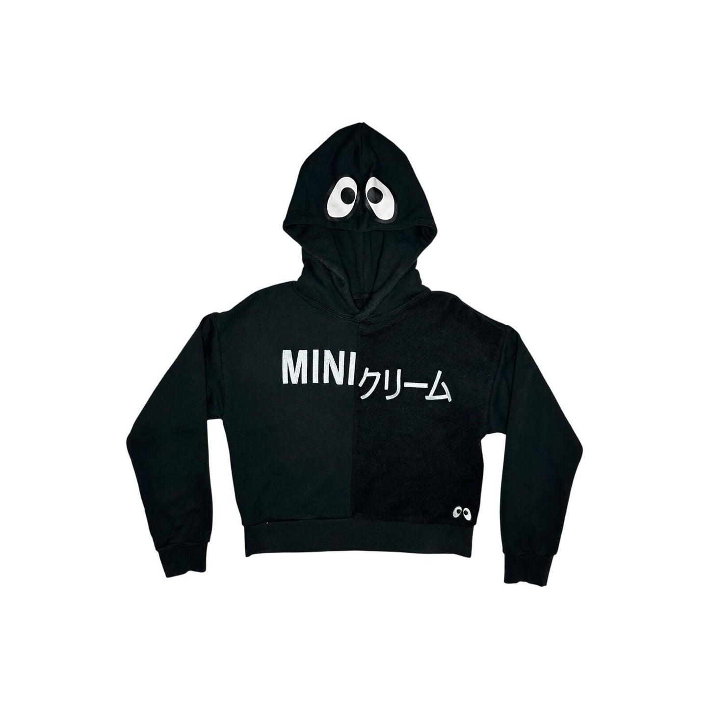 Mini Cream Hoodie Women’s Medium Black Cropped Style With Embroidery And Prints