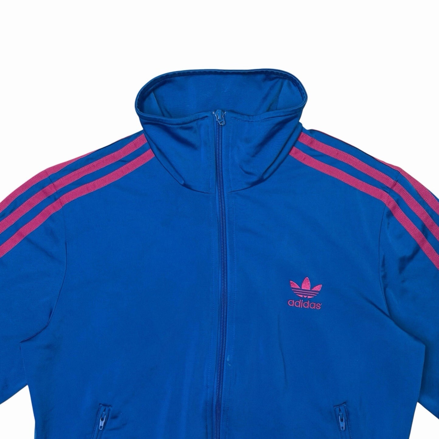 Vintage Adidas Track Jacket Women’s 12UK Blue And Pink Retro Sportswear