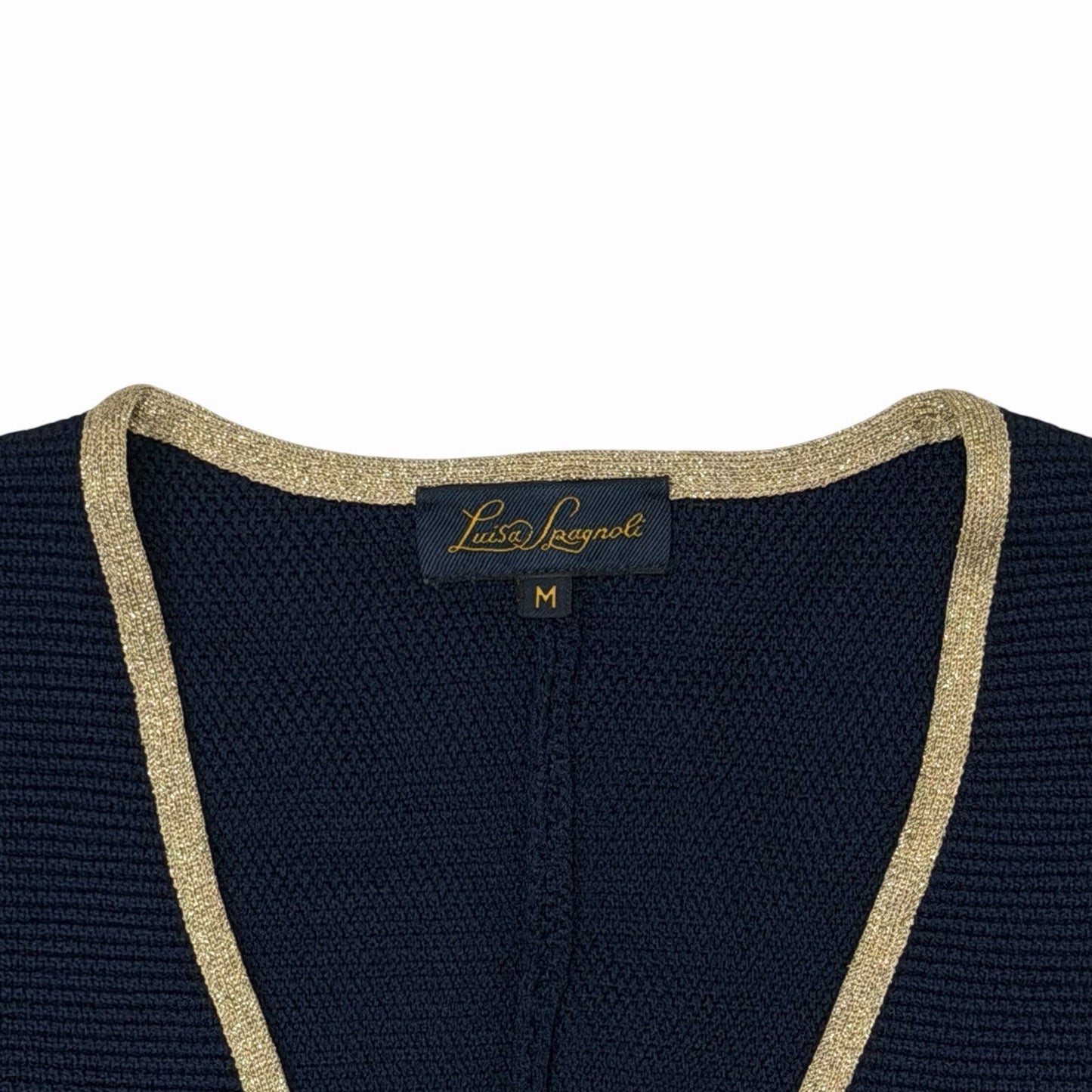 Vintage Luisa Spagnoli Jacket Women’s Medium Navy Blue And Gold Made In Italy