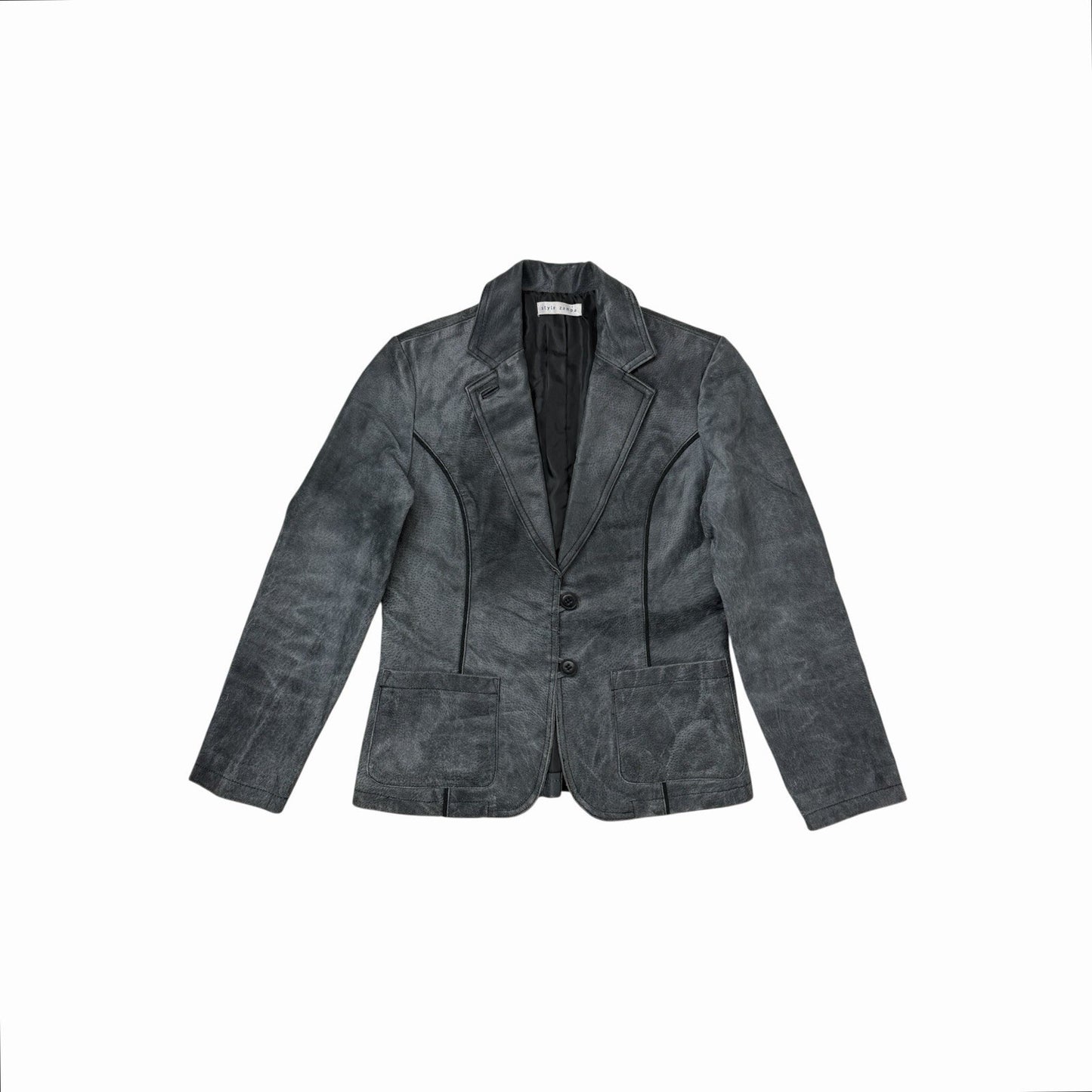 Vintage Leather Jacket Women’s Small Grey Black Zampa Japanese Design