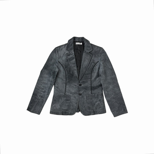 Vintage Leather Jacket Women’s Small Grey Black Zampa Japanese Design