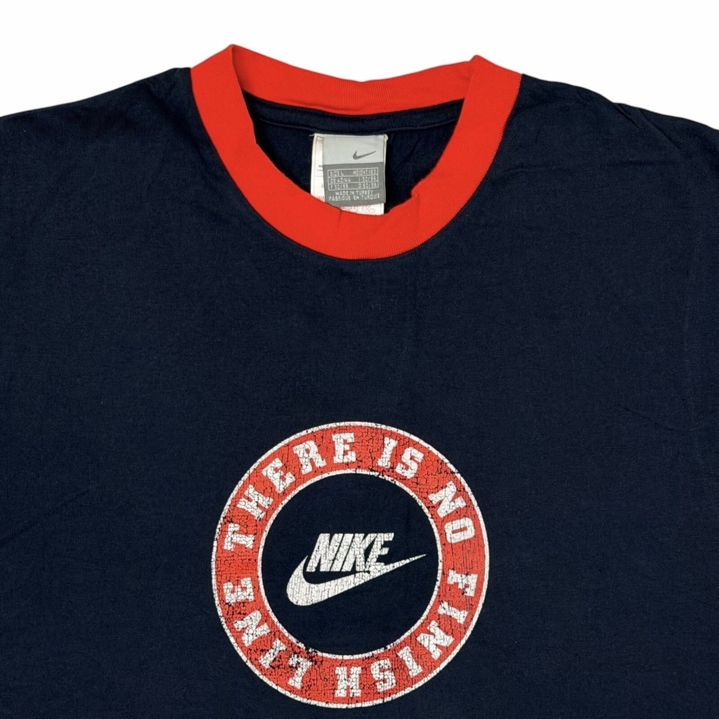 Vintage Nike Ringer T-Shirt Men’s Large Navy Blue Graphic Print