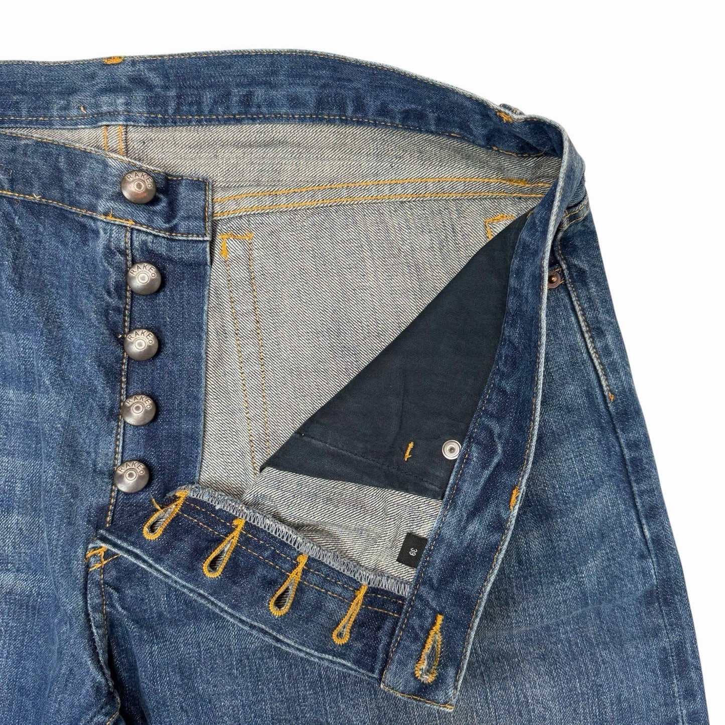 Rake Selvedge Denim Jeans Men’s 39w 33l Blue